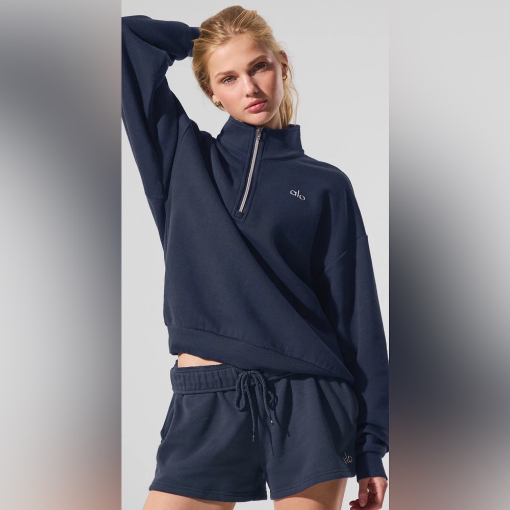 Alo Accolade 1/4 Zip Pullover | size: XS | navy | unisex